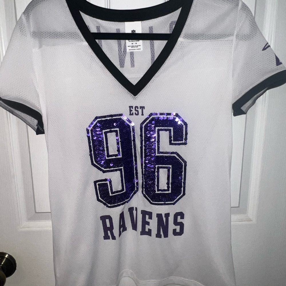 Victoria's Secret Ravens White and Purple Jersey Top